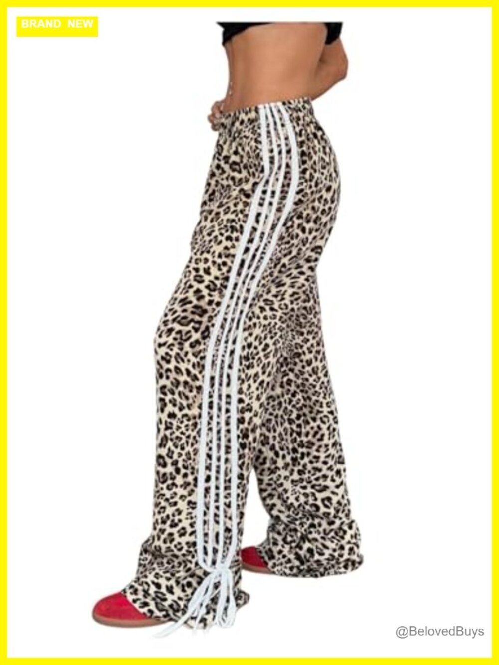Verdusa Leopard Cargo Pants Wide Leg Elastic Waist Streetwear